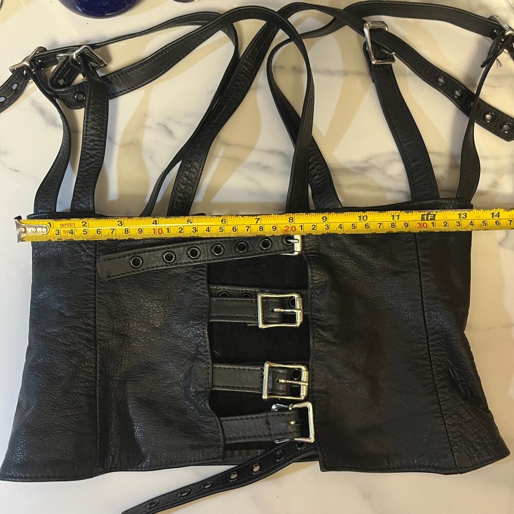 Vintage Leather Under Bust Harness Style Waist Cincher Corset - Y2K Goth Punk - Picture 9 of 9